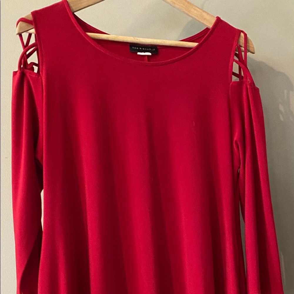 Red cold shoulder dress